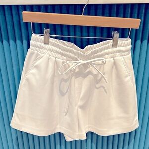 Melissa Nepton white faux leather drawstring short NWT